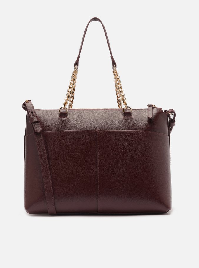Bolsa Tote Marrom Couro Grande Alça Corrente