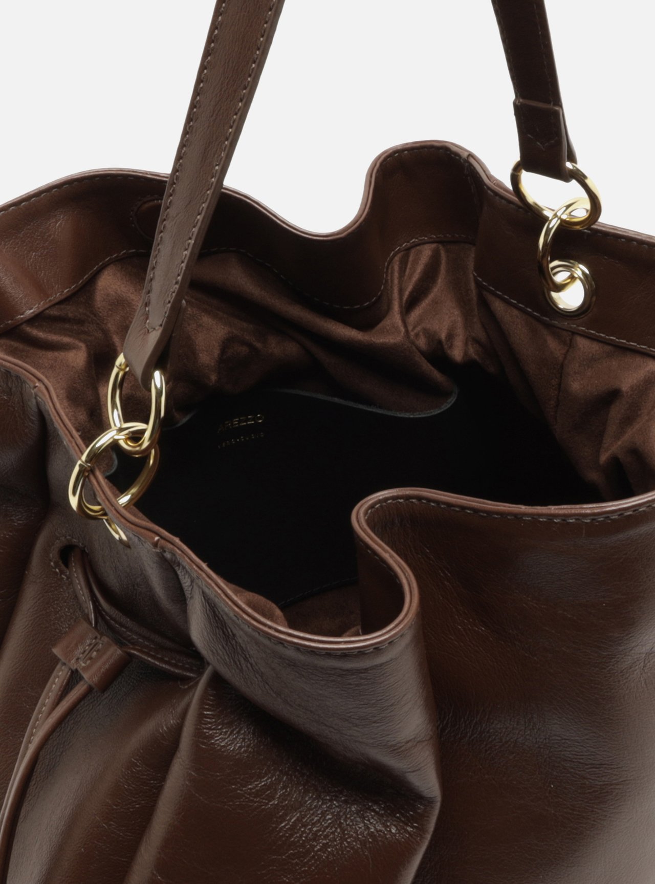 Bolsa Hobo Marrom Couro Grande Franzida — foto 4
