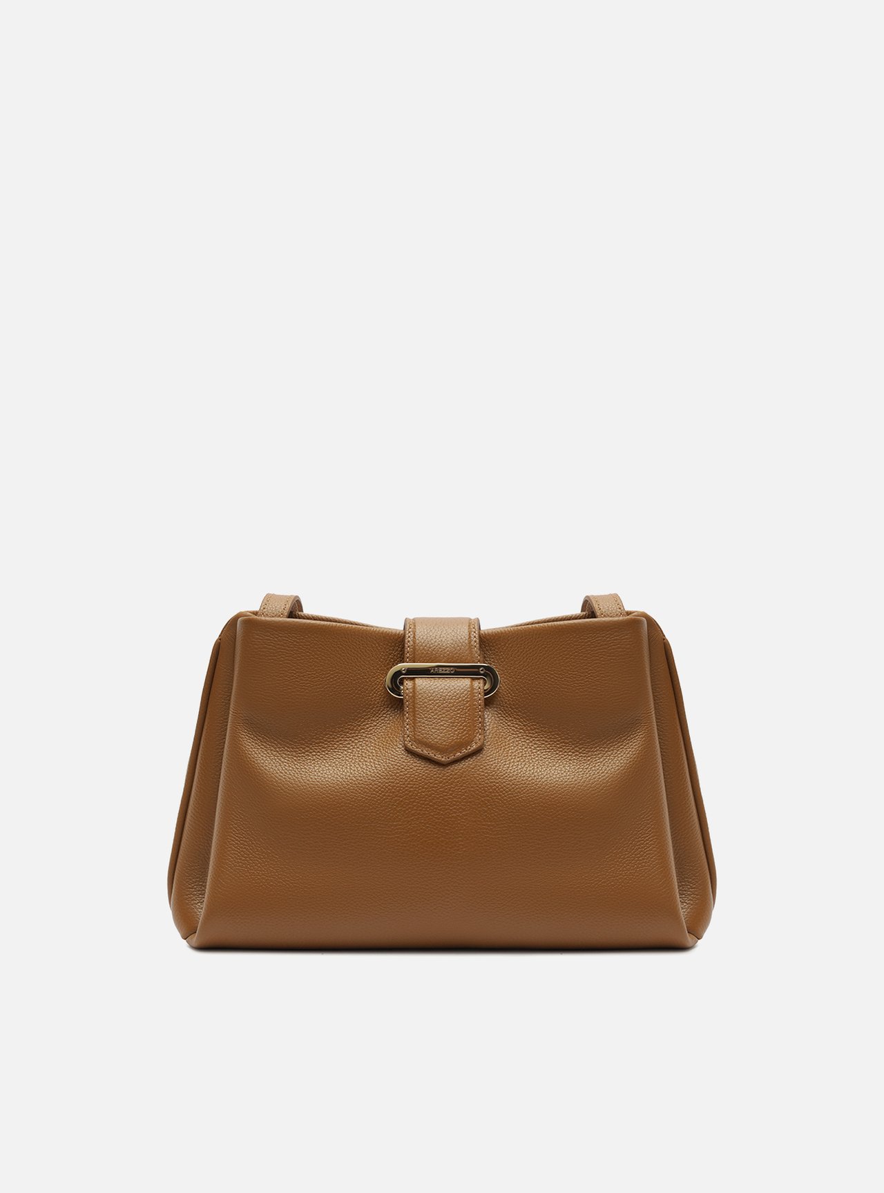 Bolsa Tiracolo Caramelo Couro Média Tira Metal — foto 1