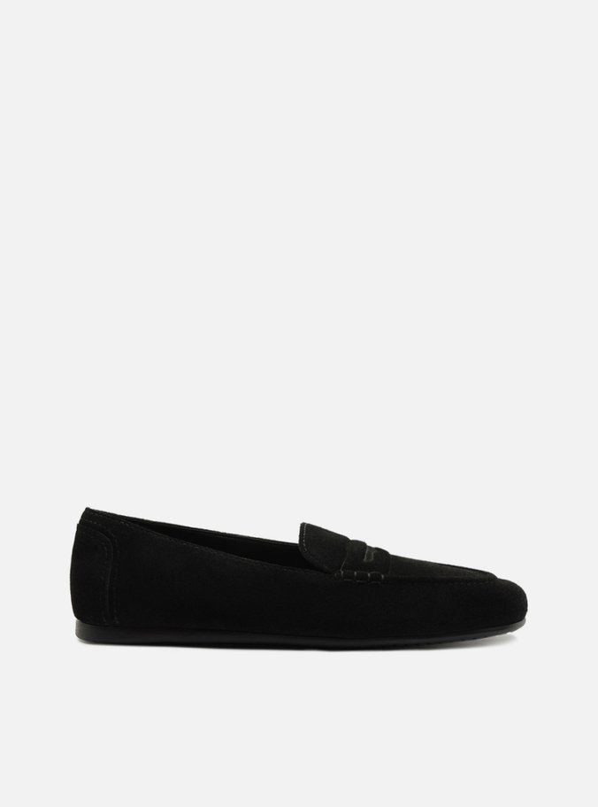 Mocassim Preto Acamurçado Bico Redondo