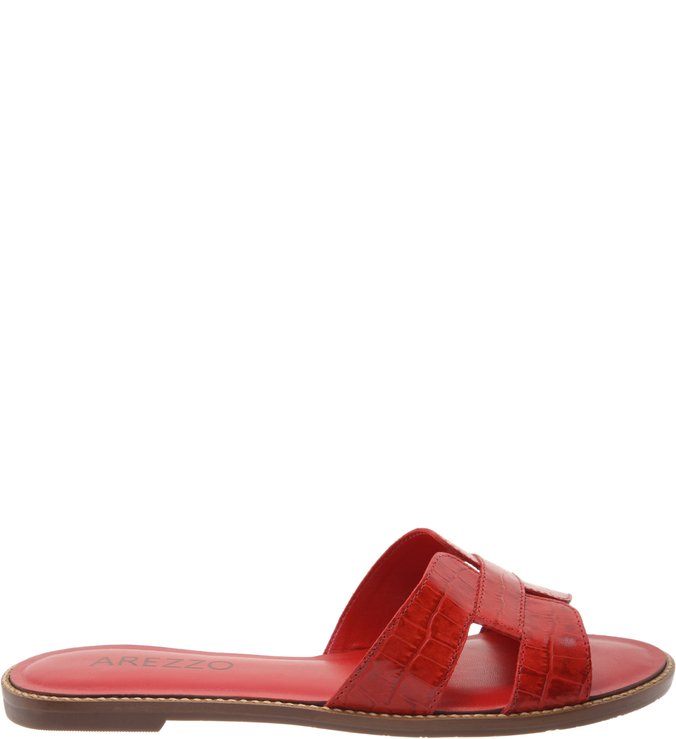 Chinelo Couro Croco H Royal Red