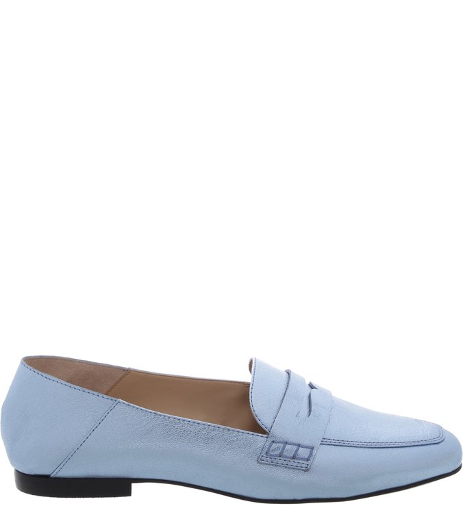 Mocassim Couro Retro Blue Metal