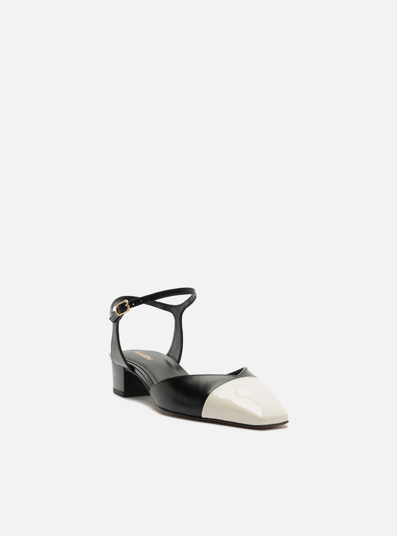 Scarpin Preto Salto Bloco Fivela Slingback — foto 2