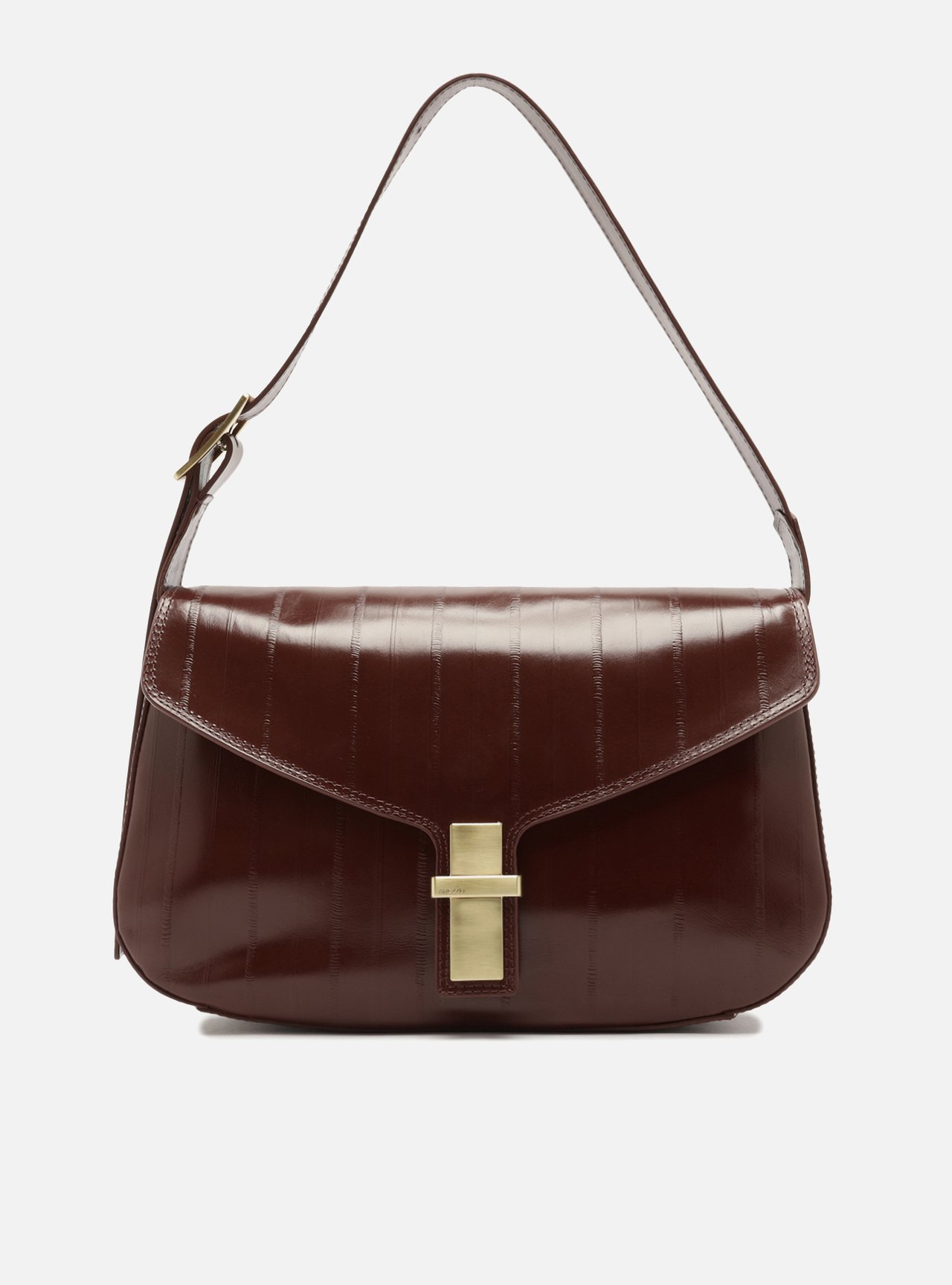 Bolsa Tiracolo Bordô Couro Grande Tampo Metal — foto 1