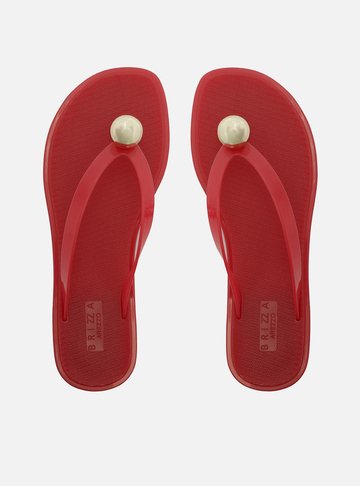 Chinelo Vermelho Jelly Glow Esfera Metal