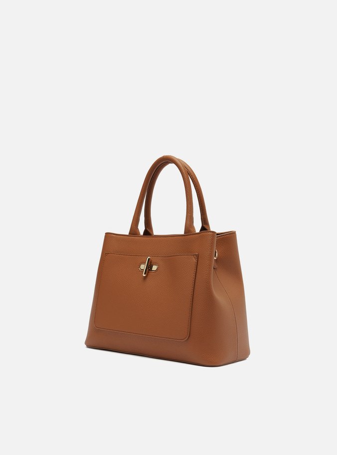 Bolsa Tote Marrom Média Fecho Metal