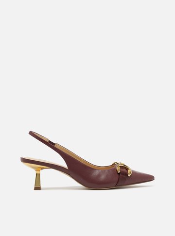 Scarpin Vermelho Snake Bico Fino Slingback Bridão