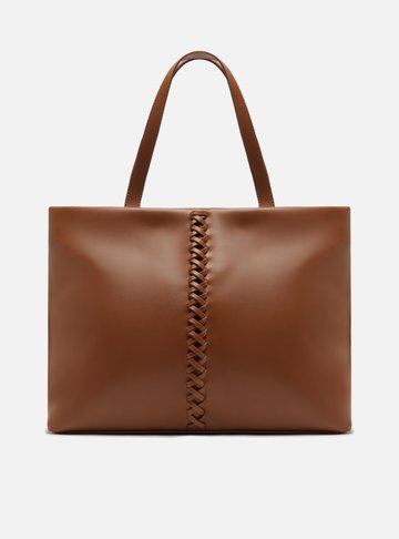 Bolsa Shopping Marrom Grande Trançado