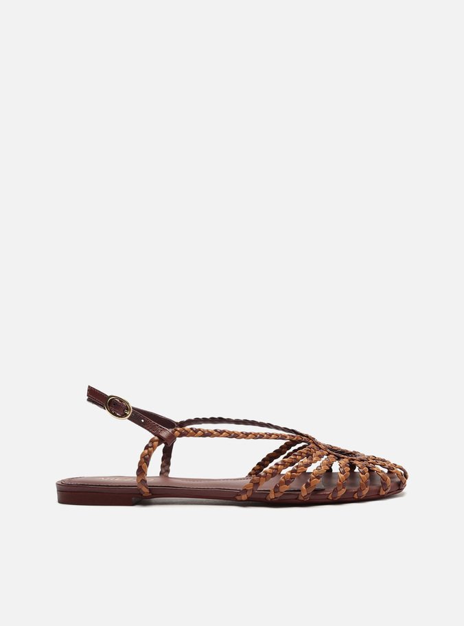 Sandália Rasteira Vinho Tiras Huarache