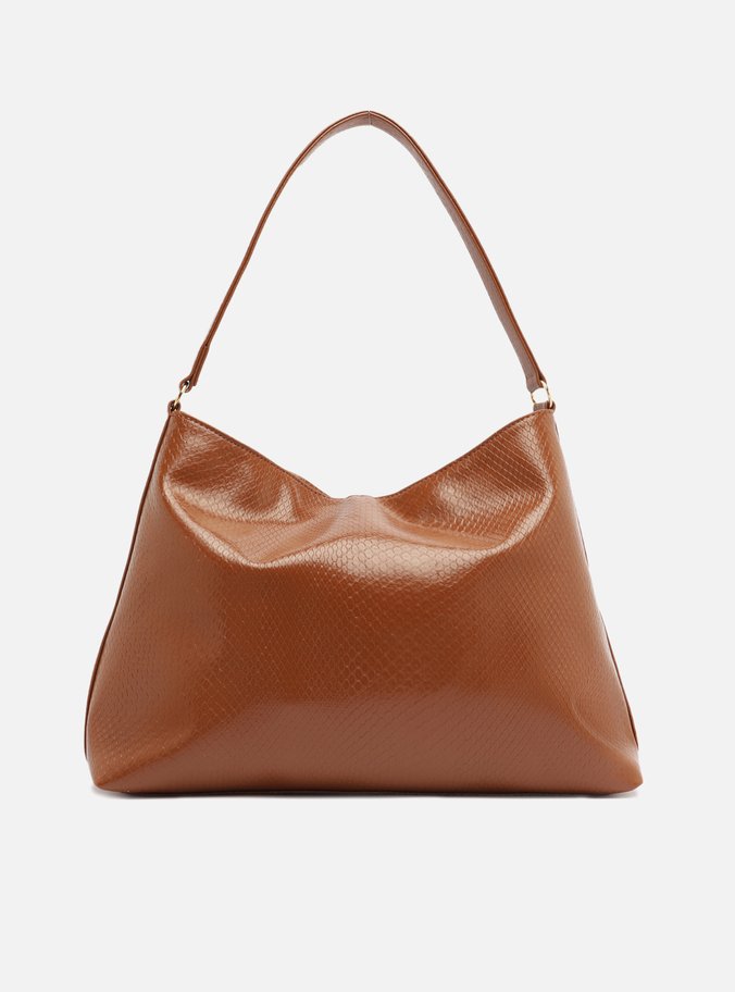 Bolsa Tiracolo Envernizada Marrom Grande