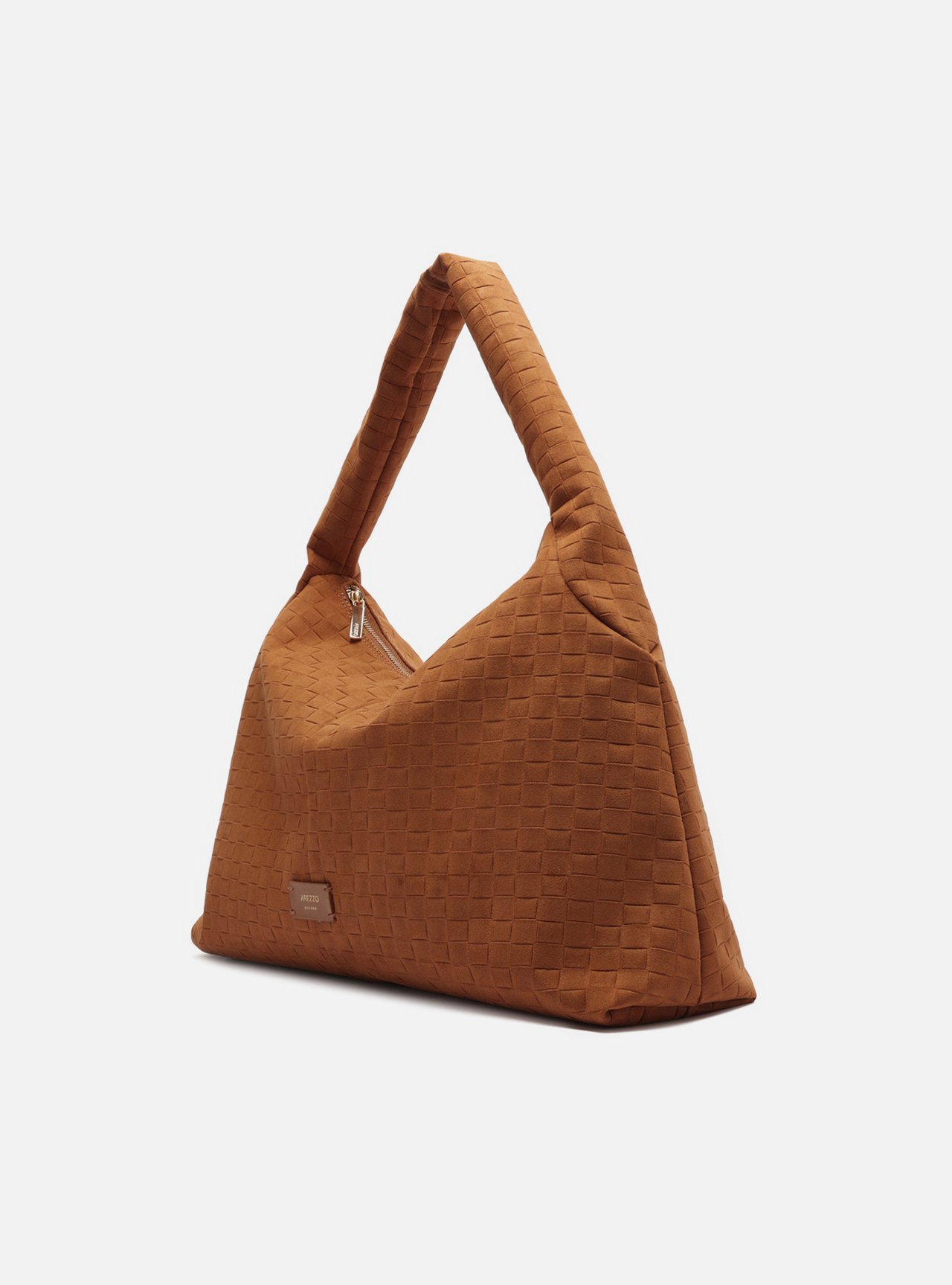 Bolsa Hobo Marrom Camurça Tressê Grande — foto 2