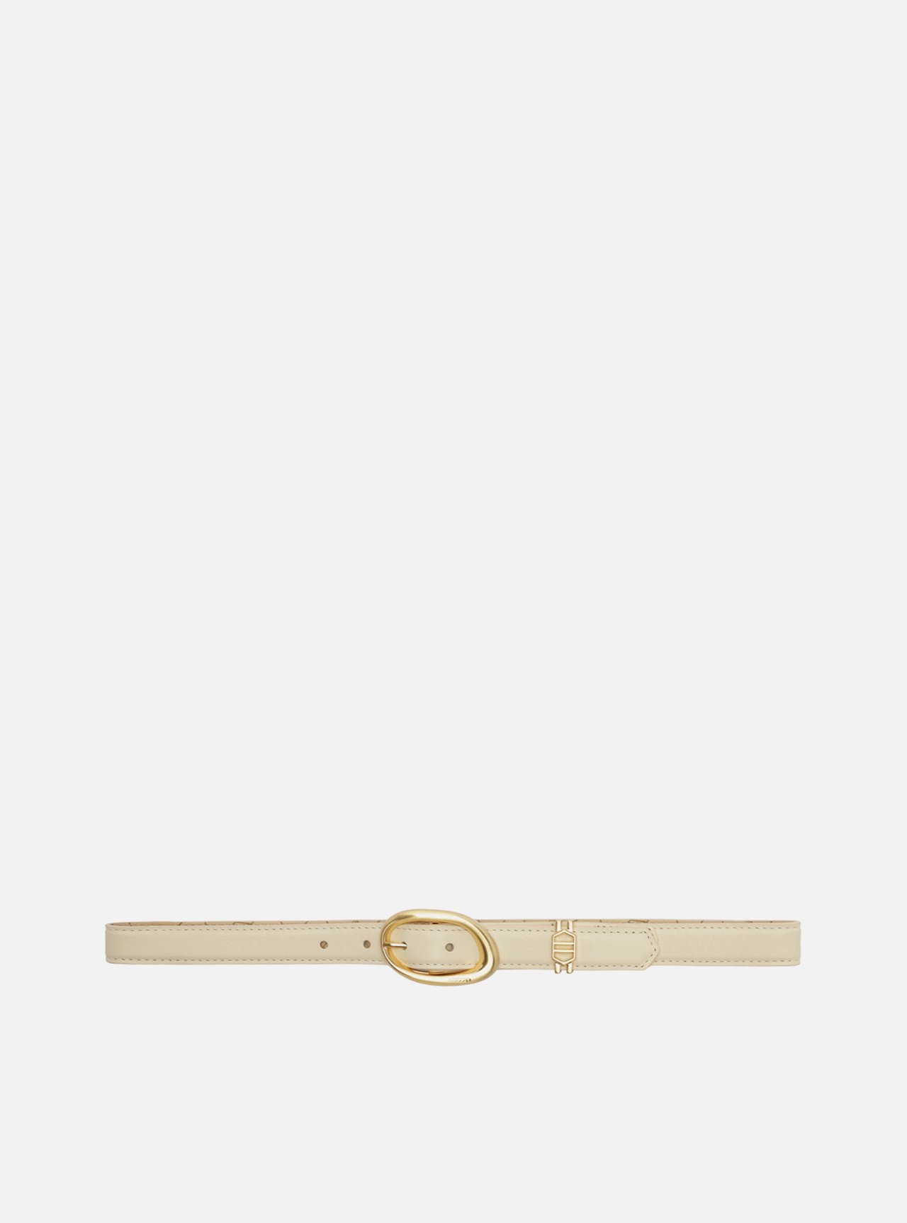 Cinto Off White Couro Médio Fivela Oval Dourada — foto 1