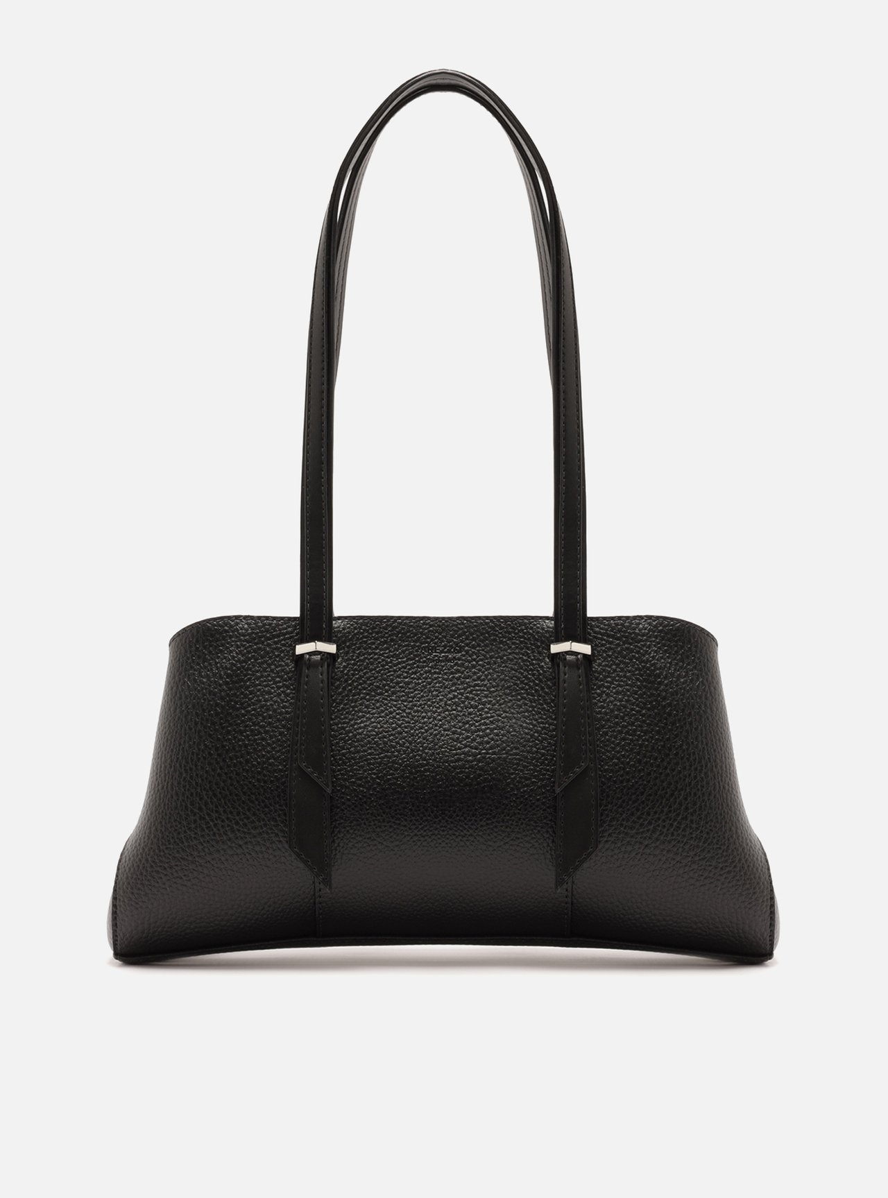 Bolsa Shoulder Preta Texturizada Grande Alças Duplas — foto 1