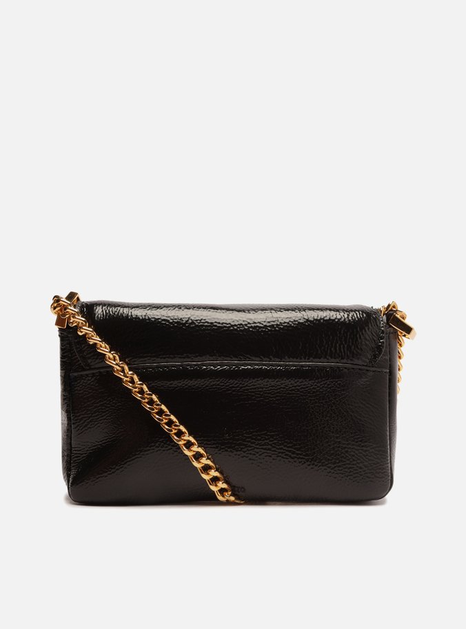 Bolsa Tiracolo Preta Couro Detalhe Pequena