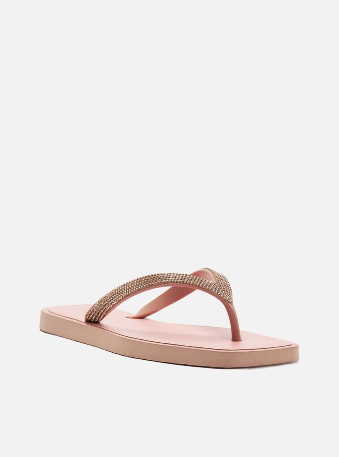 Chinelo de Dedo Rosé Recouro Square Strass