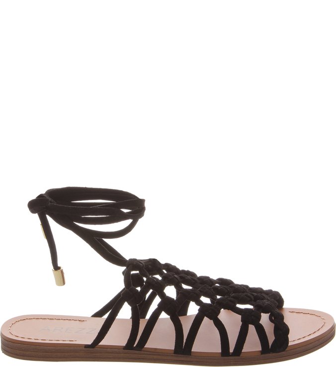 sandalia rasteira preta arezzo