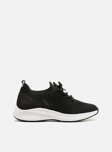 Tênis Preto Knit Amarração Básico