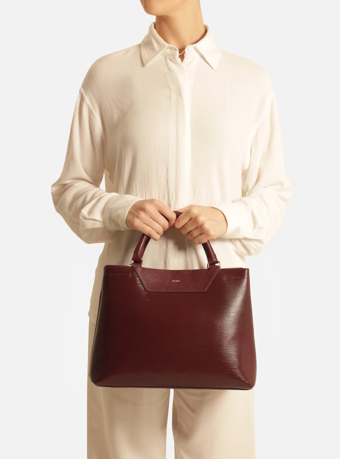 Bolsa Tote Vermelha Couro Textura Grande