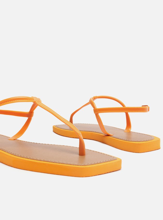 Sandália Rasteira Laranja Slim Square Brizza
