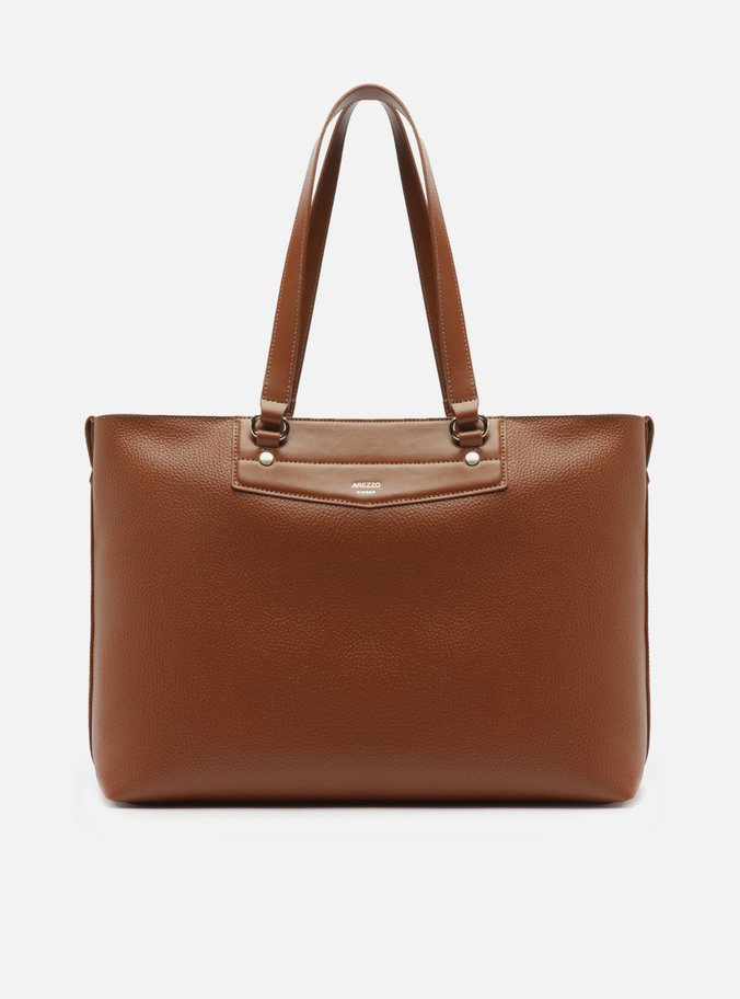 Bolsa Shopping Marrom Grande Detalhe Moldura