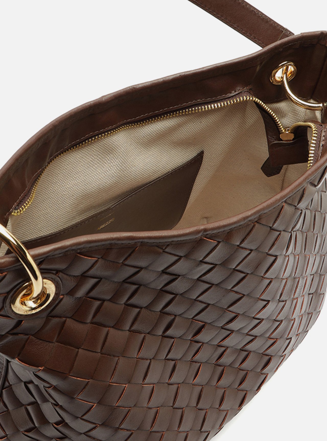 Bolsa Hobo Marrom Couro Grande Tressê — foto 4