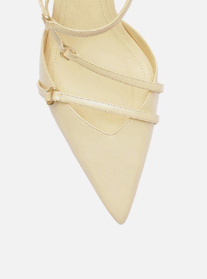 Scarpin Amarelo Couro Salto Kitten Tiras