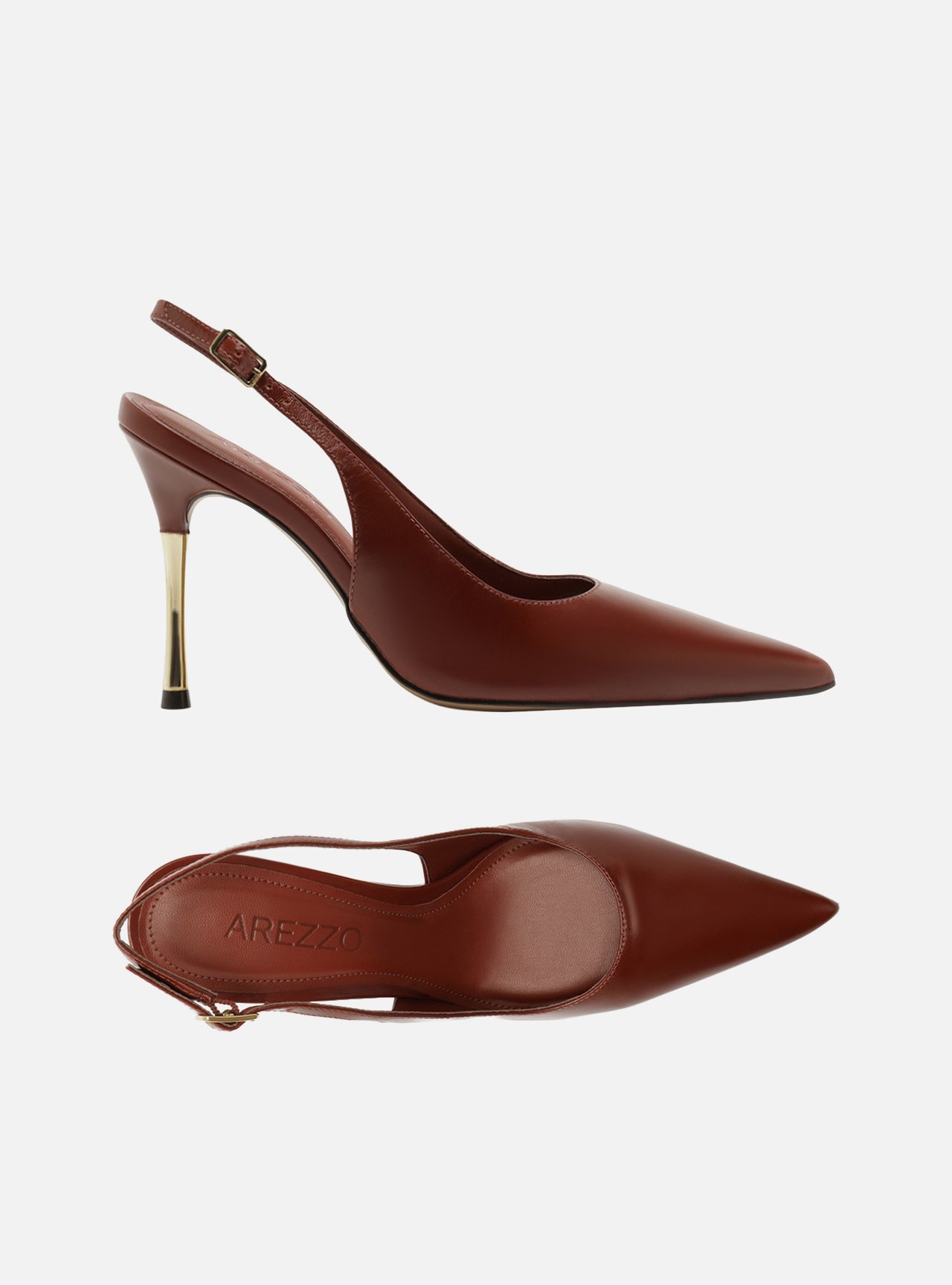 Scarpin Vermelho Couro Salto Fino Dourado — foto 6