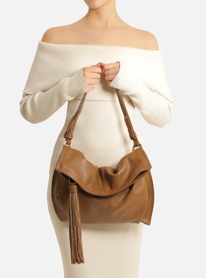 Bolsa Tiracolo Marrom Couro Grande Soft