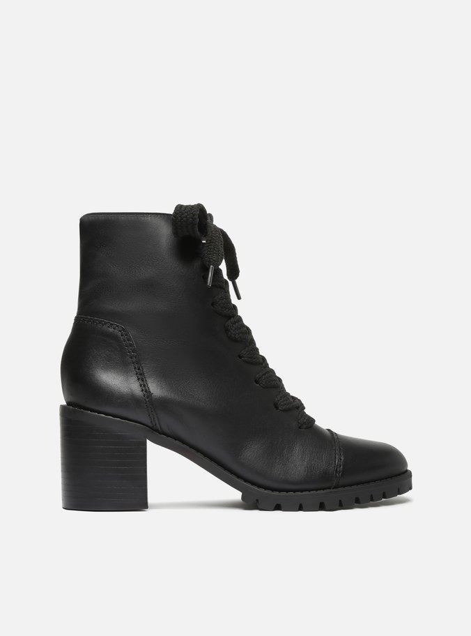 Bota Coturno Preta Couro Bloco Tratorada