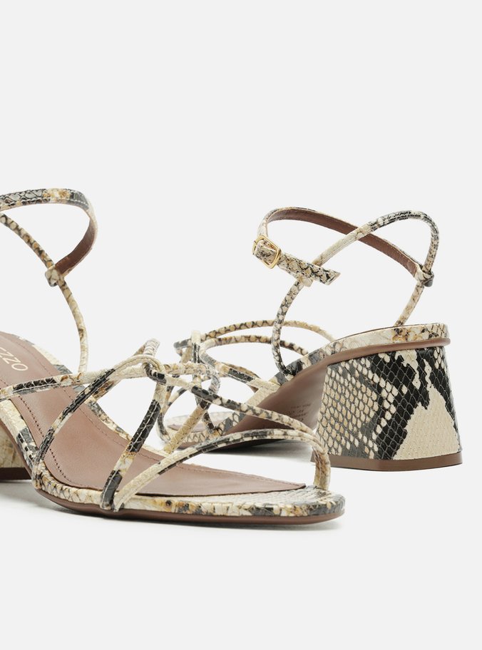 Sandália Animal Print Bloco Tiras Finas