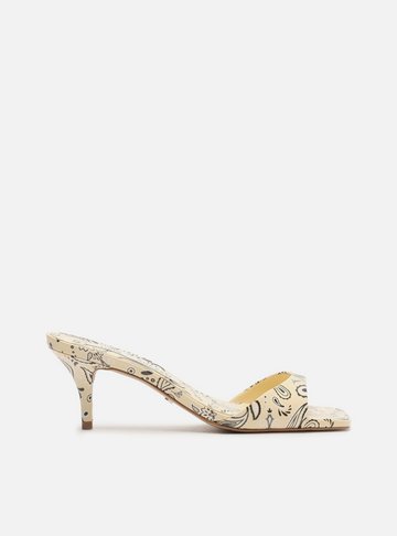 Mule Amarela Paisley Salto Fino Livia