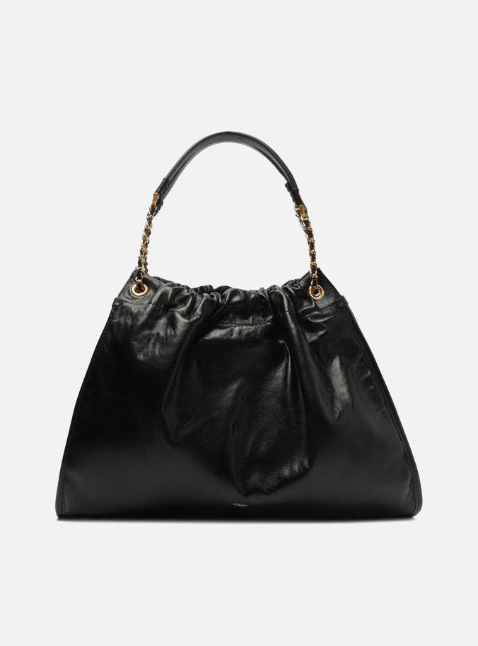Bolsa Hobo Preta Couro Snake Grande