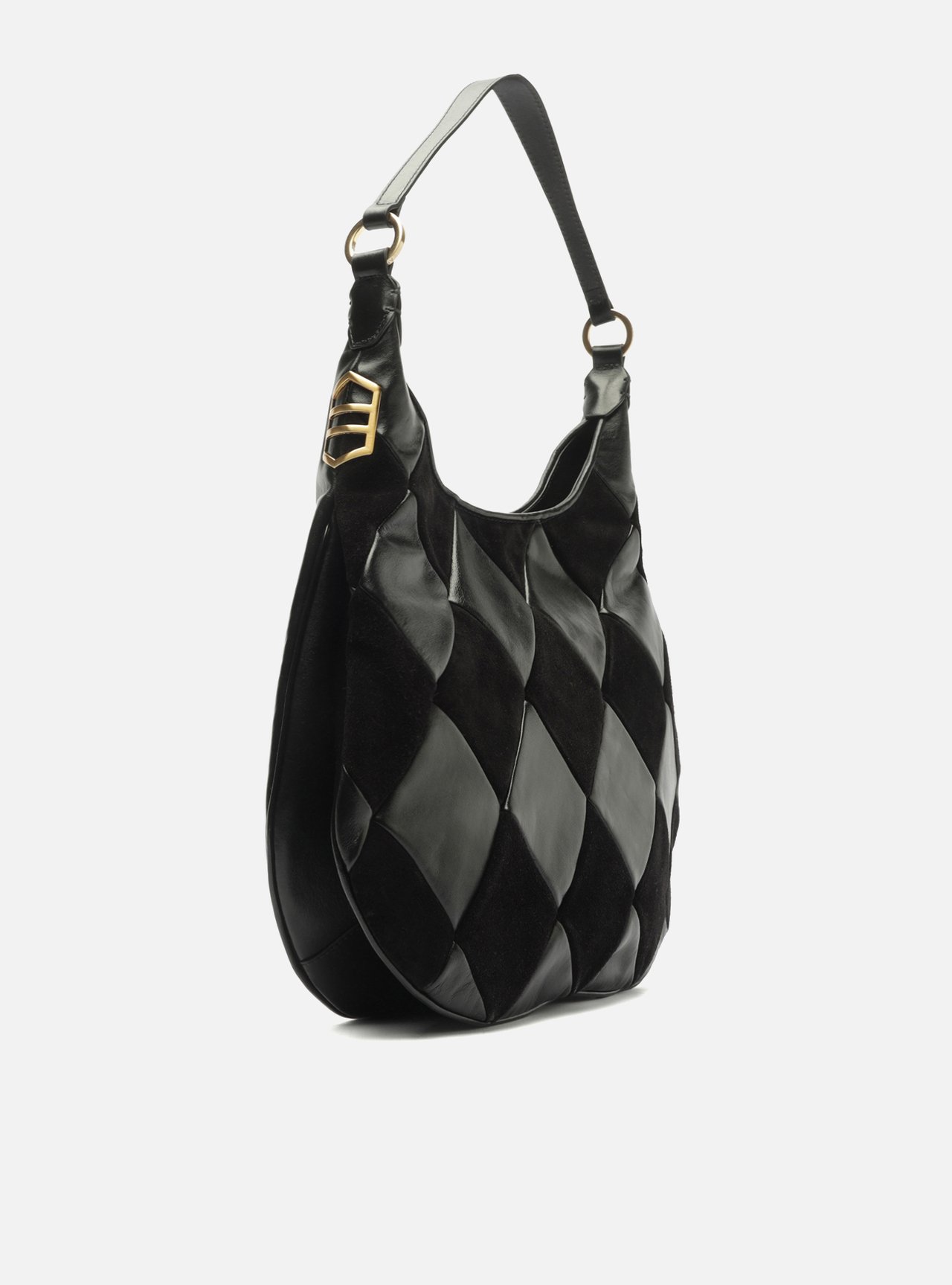 Bolsa Hobo Preta Couro Média Matelassê Metais — foto 5