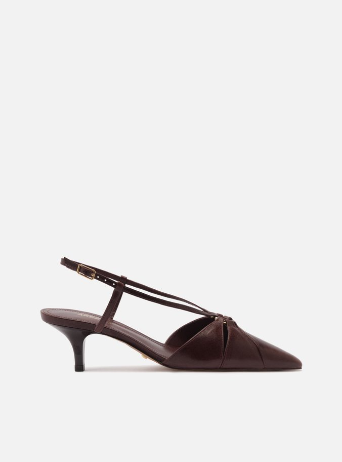 Scarpin Vinho Slingback Salto Fino Fivela