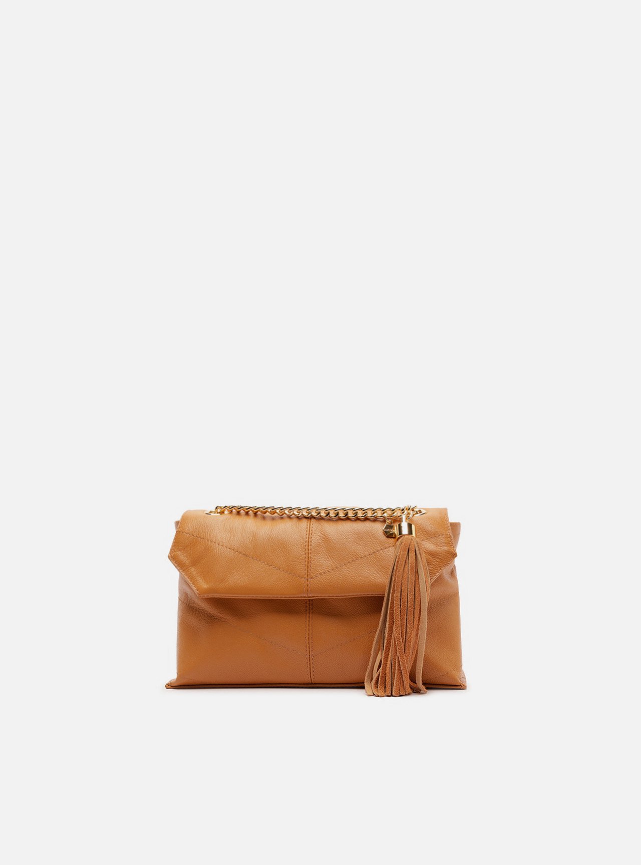 Bolsa Tiracolo Marrom Couro Média Franja — foto 1