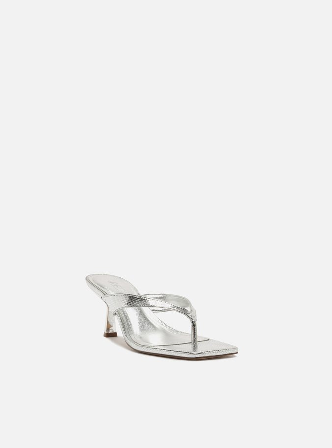 Tamanco Prata Snake Salto Fino Flip Flop