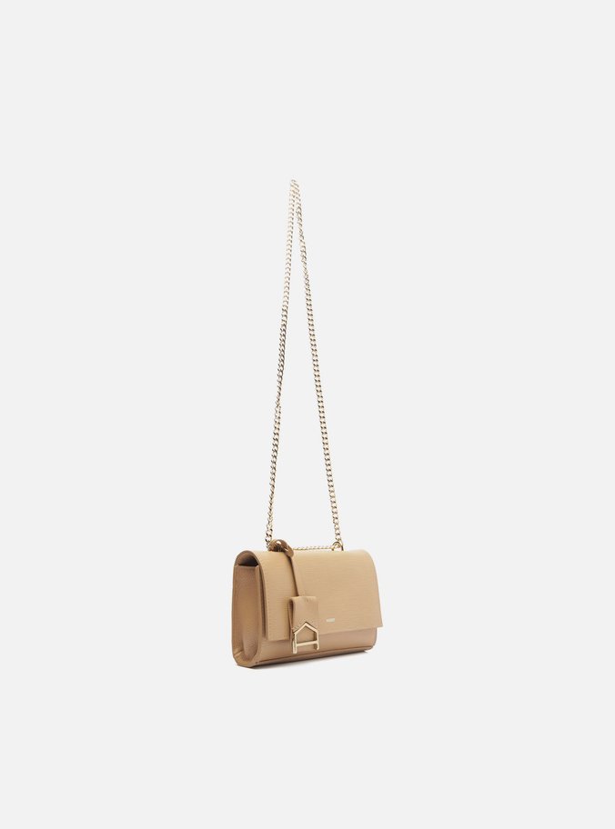 Bolsa Tiracolo Bege Couro Abraccio Pequena