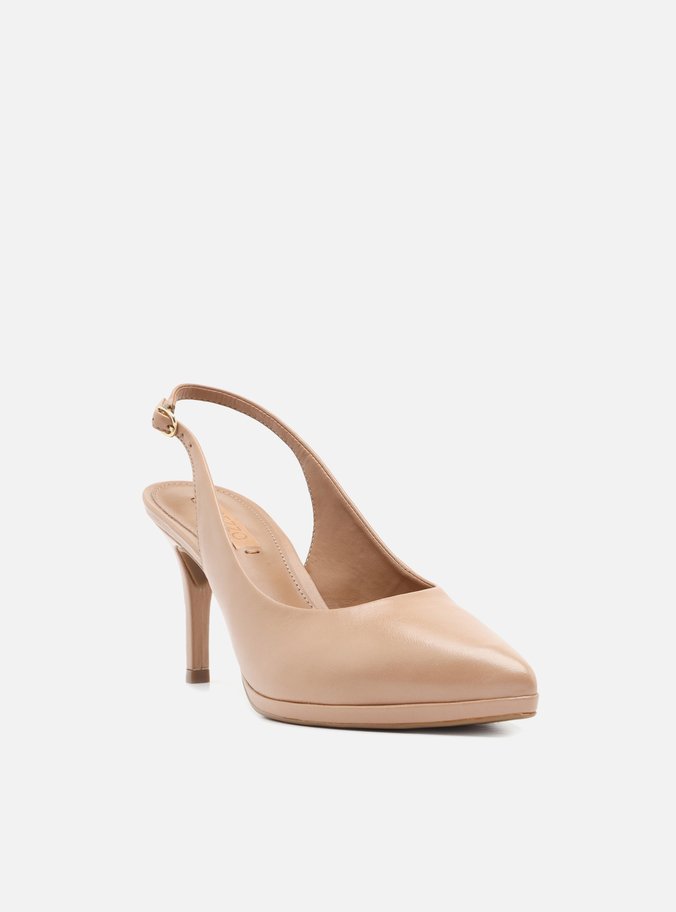 Scarpin Bege Couro Meia Pata