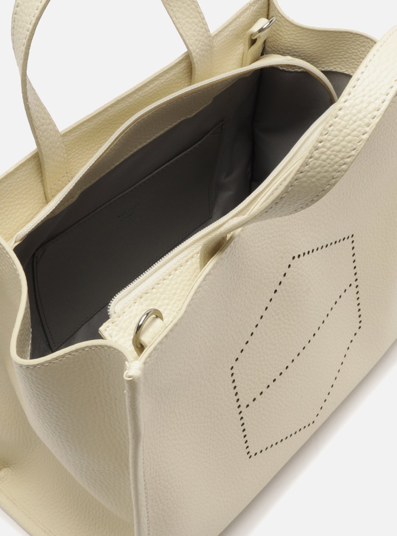 Bolsa Off White Couro Média Metais — foto 4