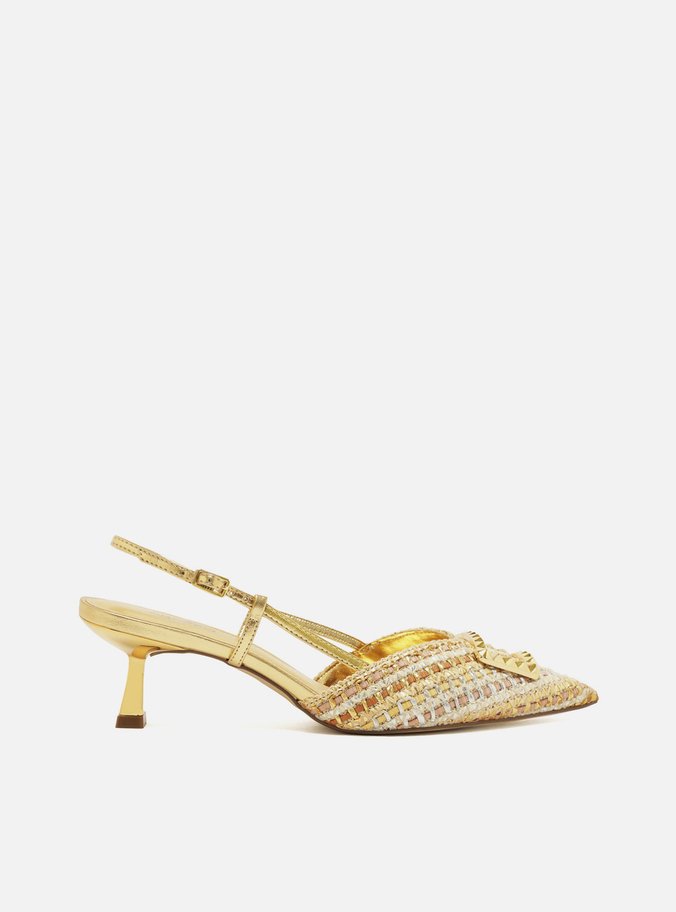 Scarpin Dourado Bico Fino Slingback