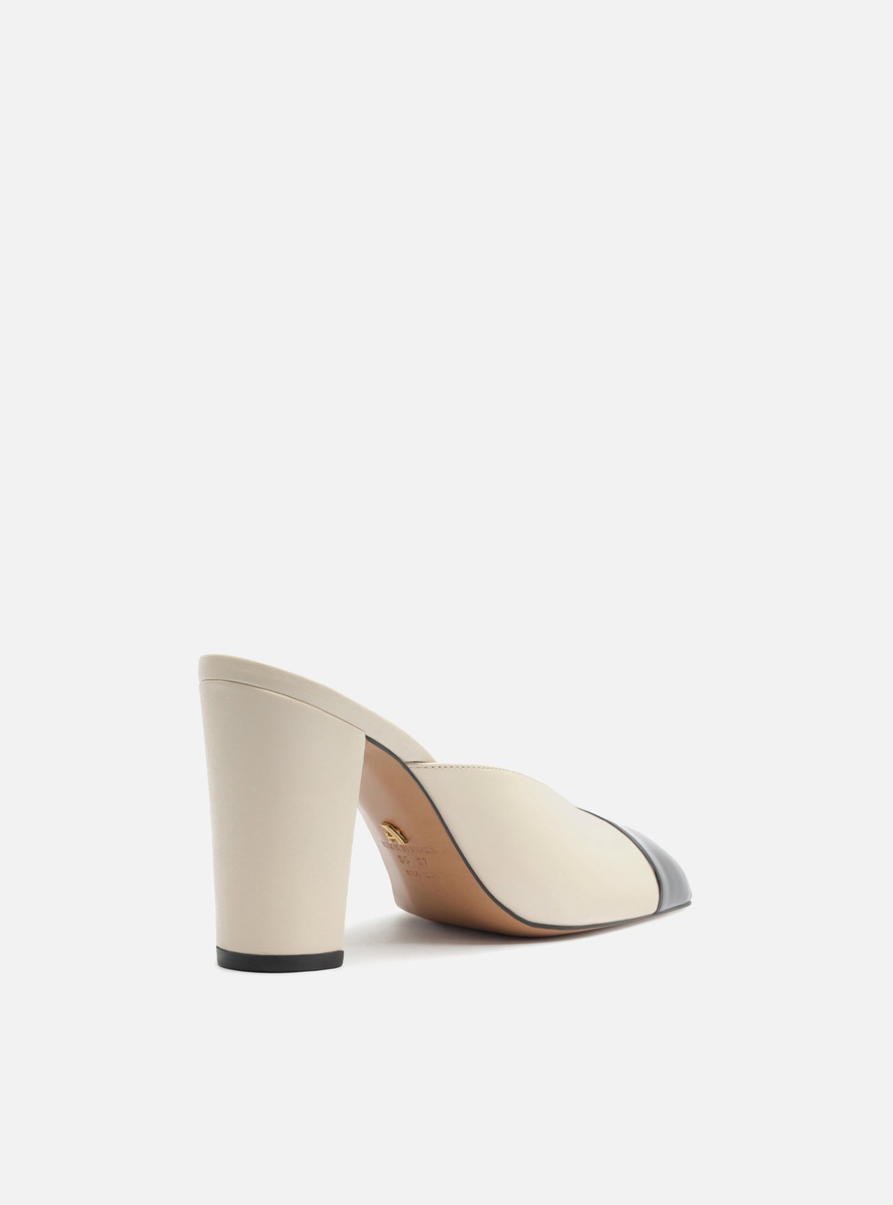 Mule Off-White Salto Bloco Cap Toe Preto — foto 3