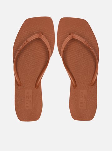 Chinelo de Dedo Marrom Bico Quadrado