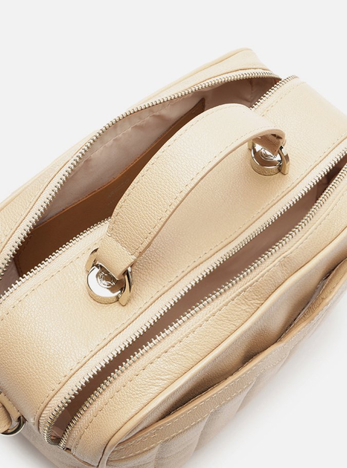 Bolsa Tiracolo Bege Couro Francine Média