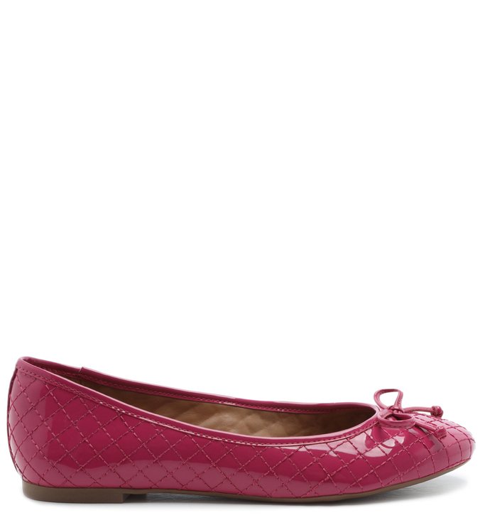 Sapatilha Rosa Verniz Matelassê Tiny Bow Hot Magenta