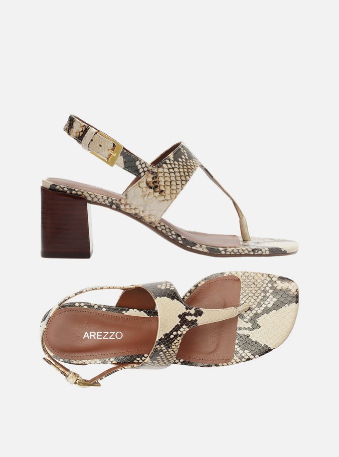 Sandália Animal Print Salto Bloco Slim