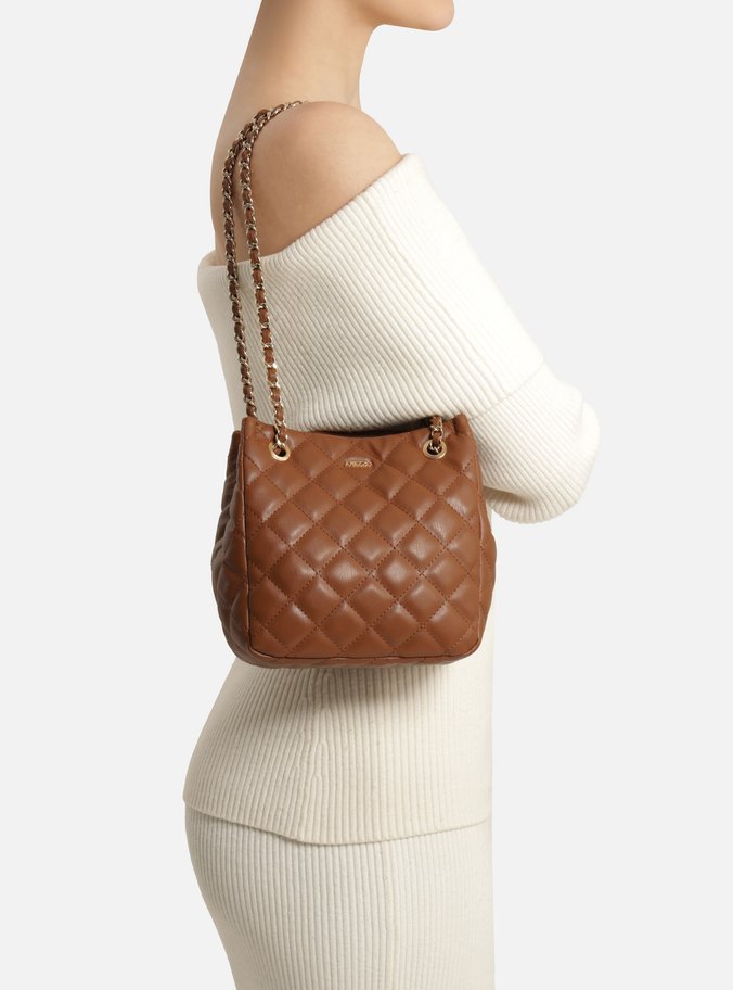 Bolsa Shopping Marrom Matelassê Grande Corrente