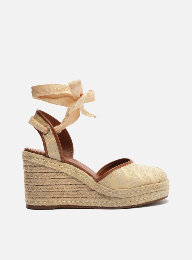 Espadrille Bege Tramada Plataforma Monograma