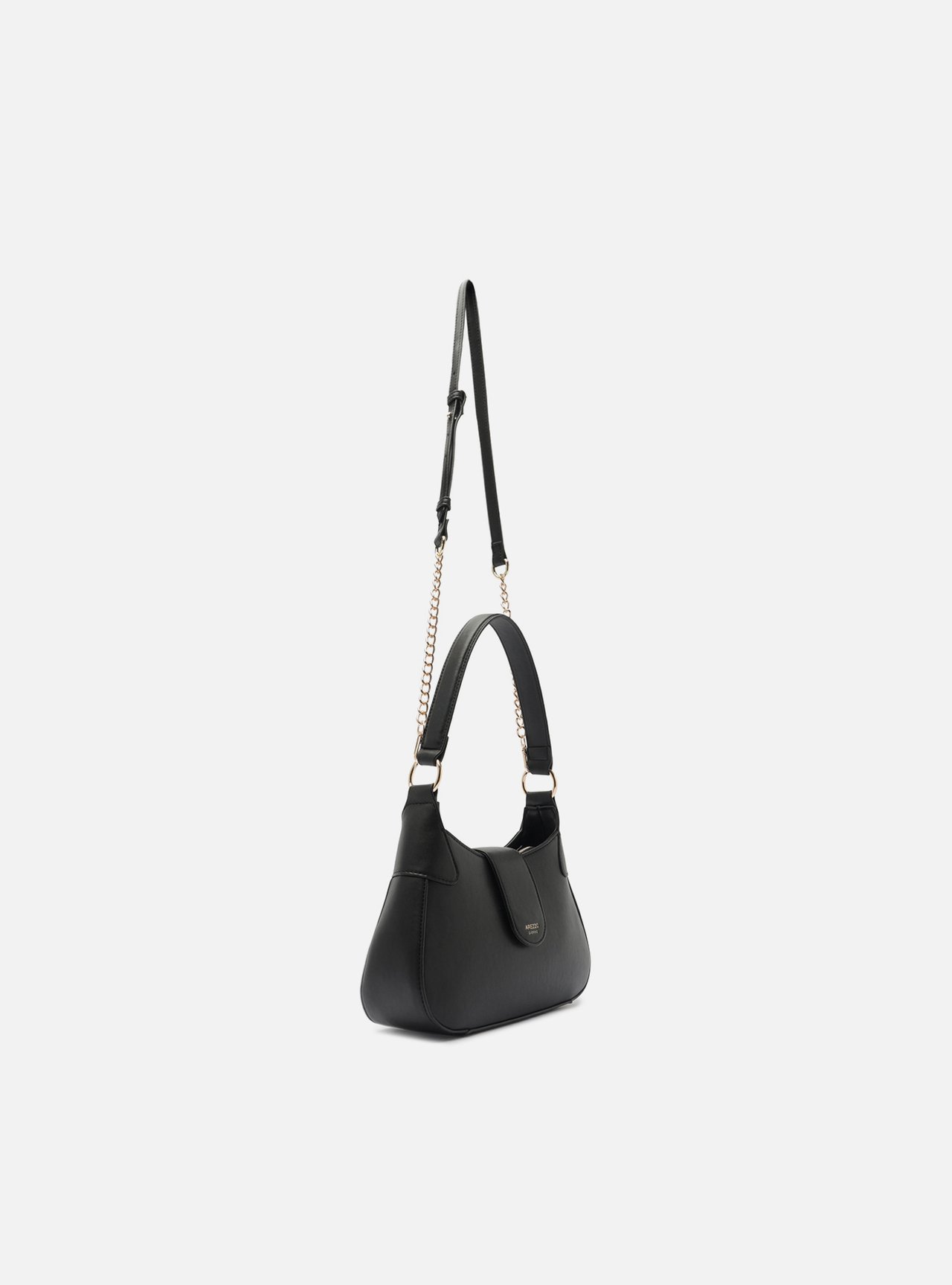 Bolsa Tiracolo Preta Média Alça Corrente — foto 2