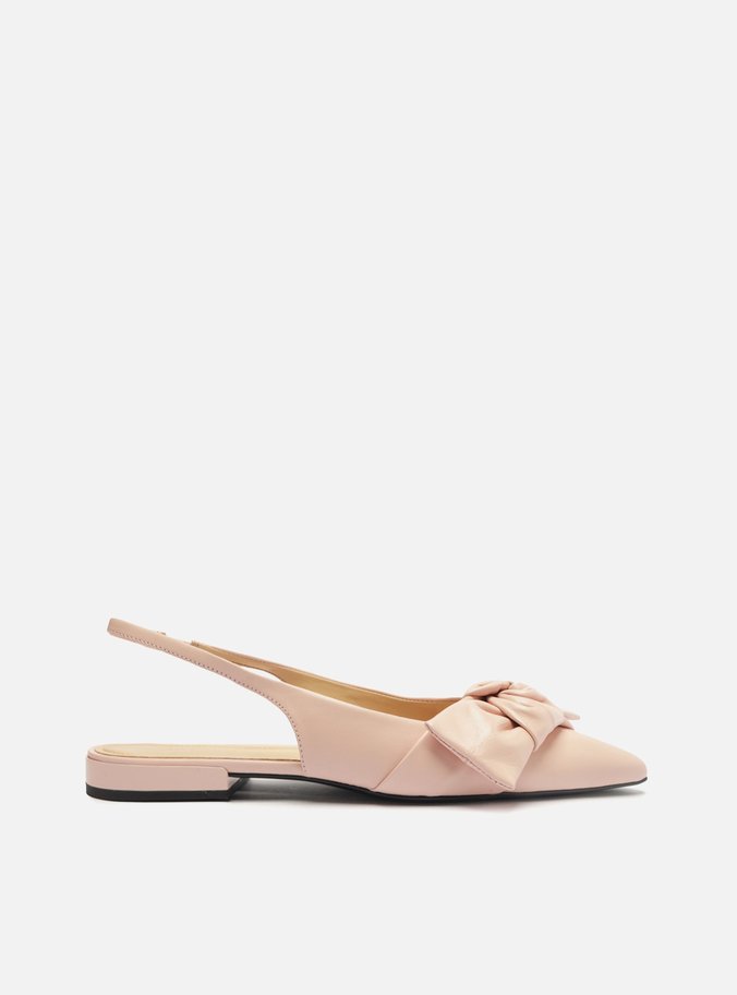 Sapatilha Rosa Couro Slingback Maxi Laço