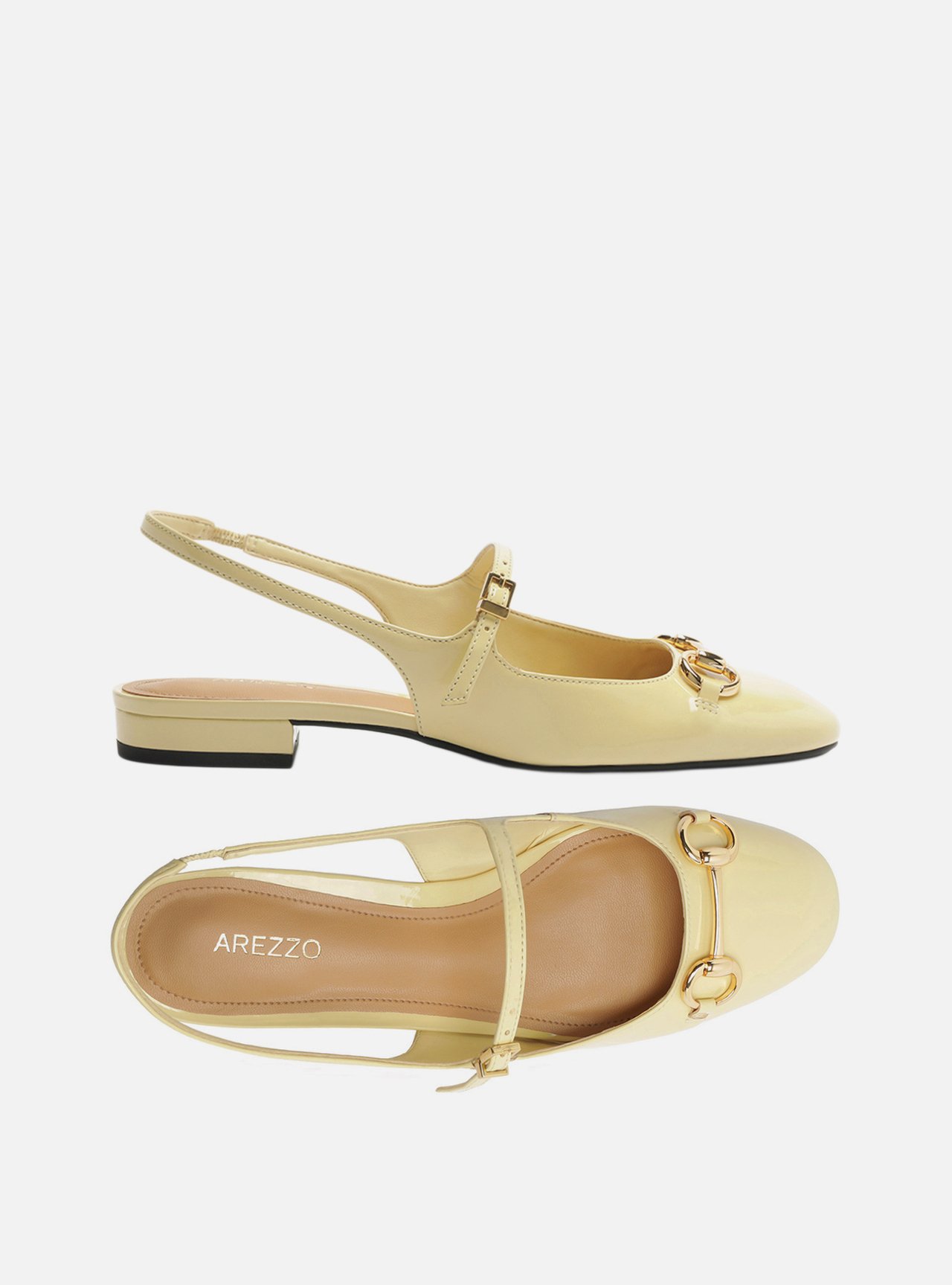 Sapatilha Amarela Verniz Bico Redondo Bridão Slingback — foto 6